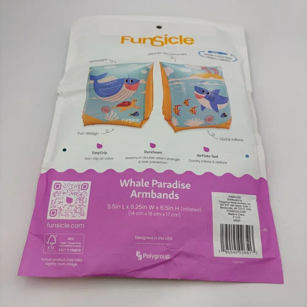 FunSicle Whale Paradise Kids Swim Armbands Floaties Ages 3–6 Pool Float Arm Band